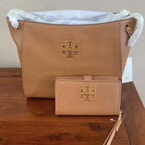 BNWT Tory Burch Britten Slouchy Tote and BNWT matching smartphone wallet